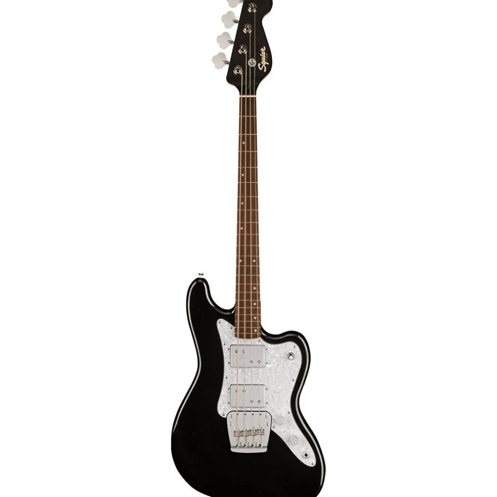 Squier Paranormal Rascal Bass HH, Laurel Fingerboard, White Pearloid Pickguard, Metallic Black