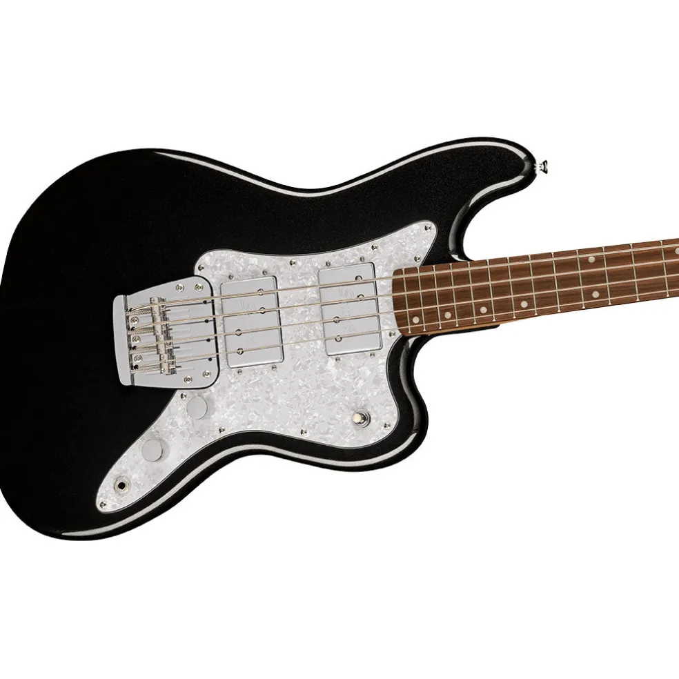 Squier Paranormal Rascal Bass HH, Laurel Fingerboard, White Pearloid Pickguard, Metallic Black