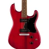 Squier Paranormal Strat-O-Sonic, Laurel Fingerboard, Black Pickguard, Crimson Red Transparent