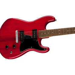 Squier Paranormal Strat-O-Sonic, Laurel Fingerboard, Black Pickguard, Crimson Red Transparent