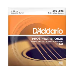 12-String Phosphor Bronze Acoustic Guitar Strings, Extra Light, 9-45