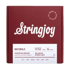 Stringjoy Naturals Phosphor Bronze Acoustic Guitar Strings - Super Light Gauge (.011 - .052)