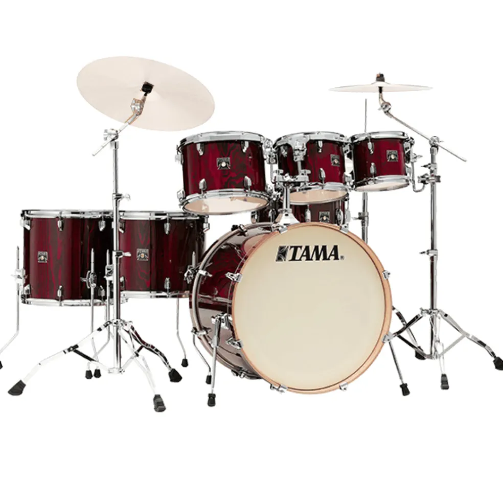Tama CL72S Superstar Classic 7-Piece Shell Pack with 22" Bass Drum and SM5W Hardware - Gloss Garnet Lacebark Pine