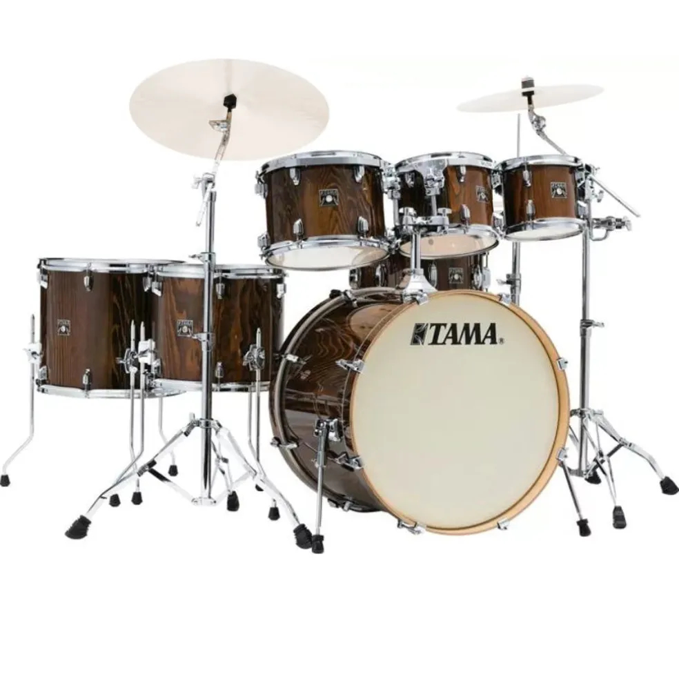 Tama CL72S Superstar Classic 7-Piece Shell Pack with 22" Bass Drum and SM5W Hardware - Gloss Java Lacebark Pine