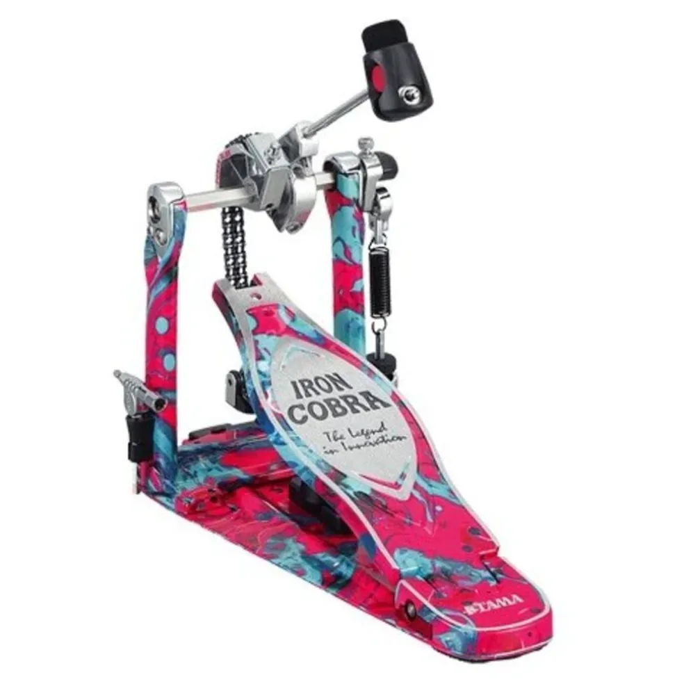 Tama 50th Anniversary Limited Iron Cobra Power Glide Single Pedal - Marble Coral Swirl