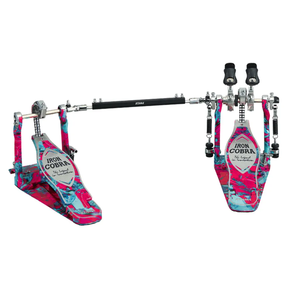 Tama 50th Anniversary Limited Iron Cobra Power Glide Twin Pedal - Marble Coral Swirl