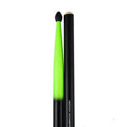 Total Percussion 5A Drumsticks - Nylon Tip - Fluoro Green & Black