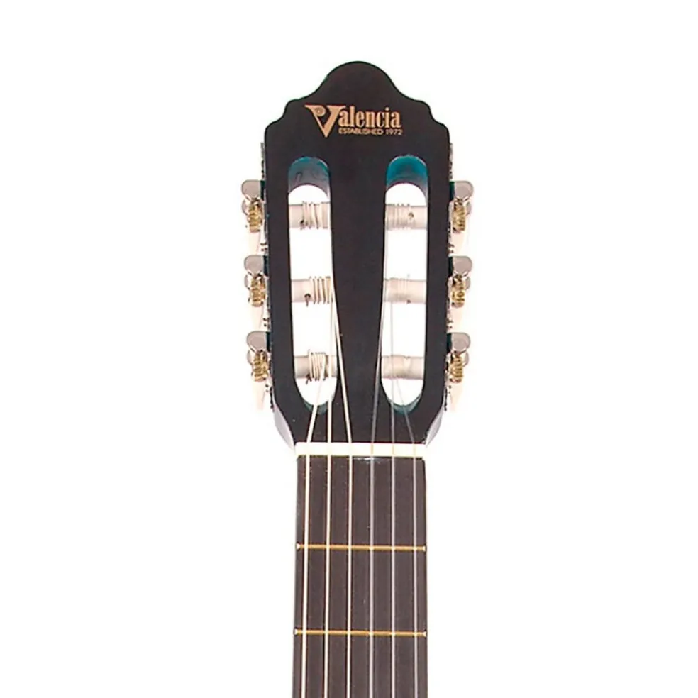 Valencia - 200 Series 1/2 Size Classical Guitar - Transparent Blue