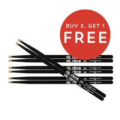 Vic Firth - Buy 3 Get 1 Free Pack - 5A Wood - Black
