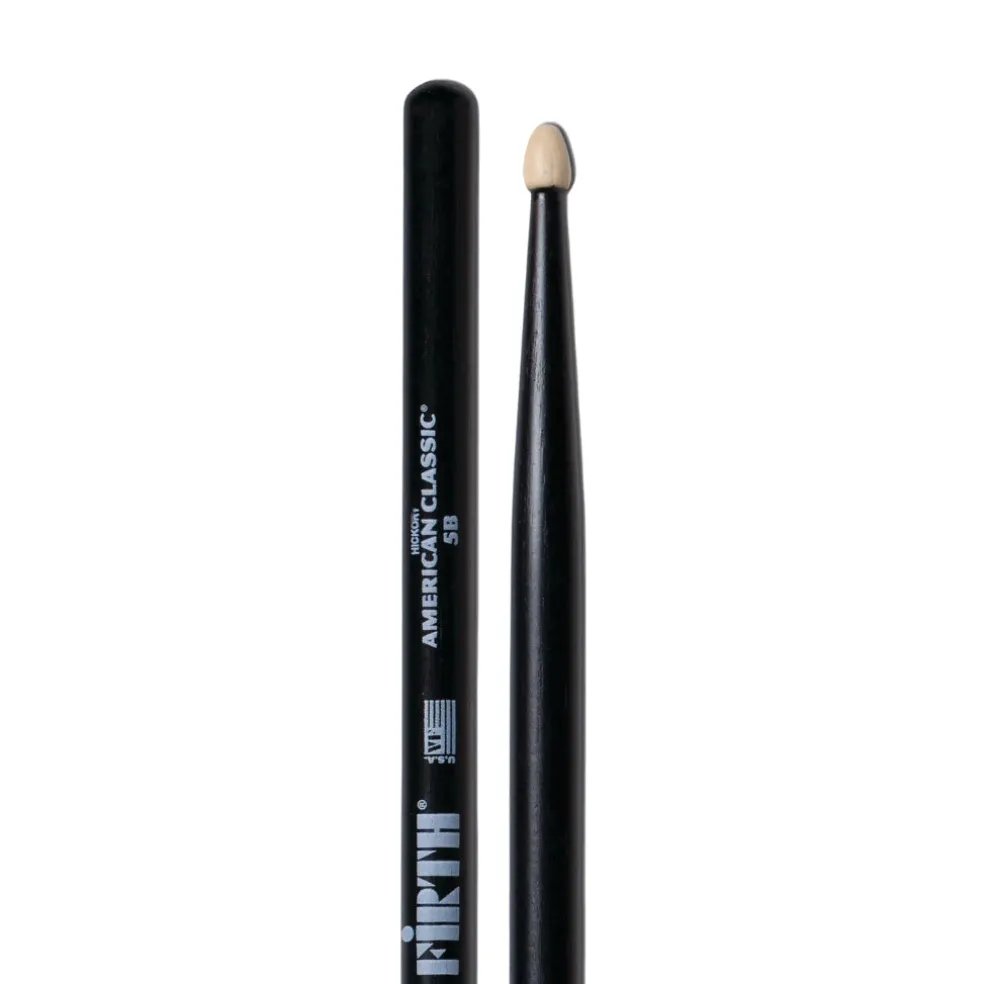 Vic Firth American Classic Drumsticks - 5B - Wood Tip - Black