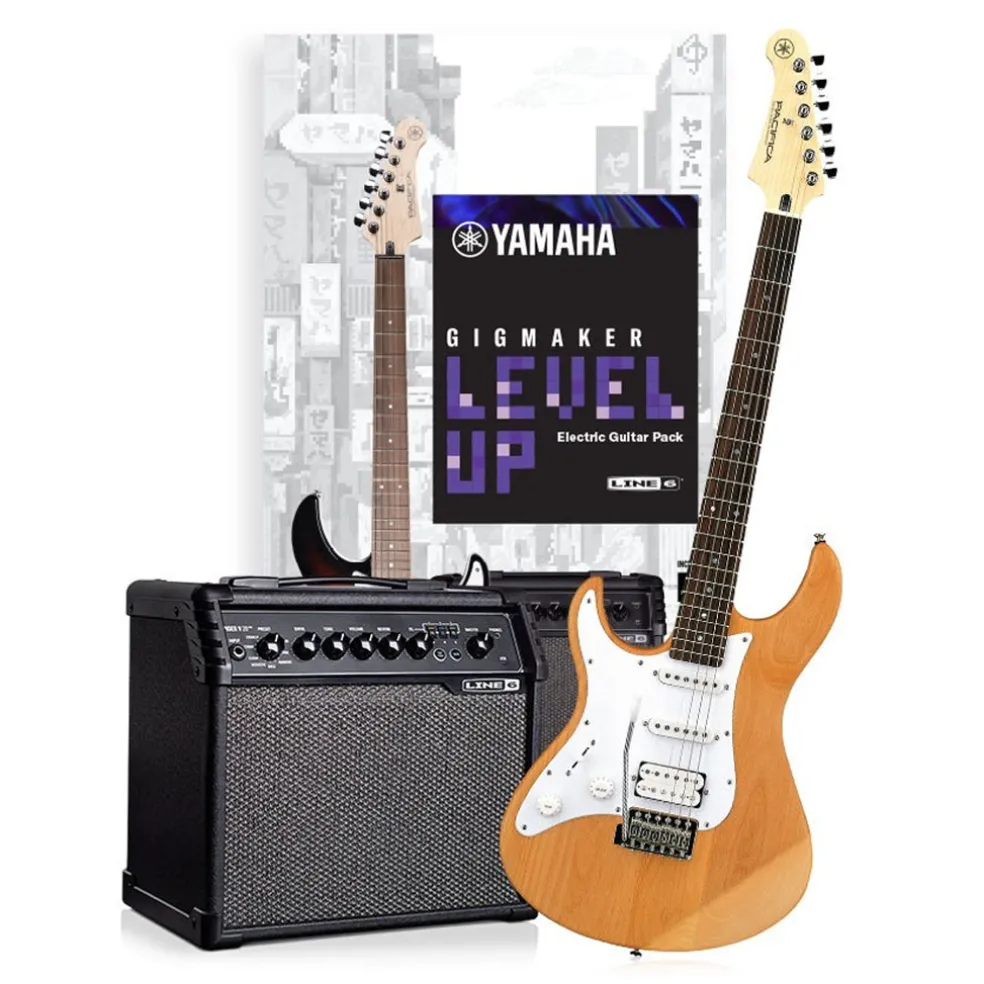 Yamaha GIGMAKER LEVEL UP - Yellow Natural Satin Left Handed Electric Guitar Pack