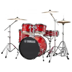 Yamaha Rydeen Fusion Size 5-Piece Complete Drum Set with Hardware and Cymbals - Hot Red