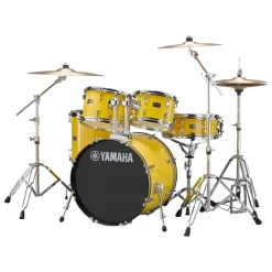 Yamaha Rydeen Fusion Size 5-Piece Complete Drum Set with Hardware and Cymbals - Mellow Yellow