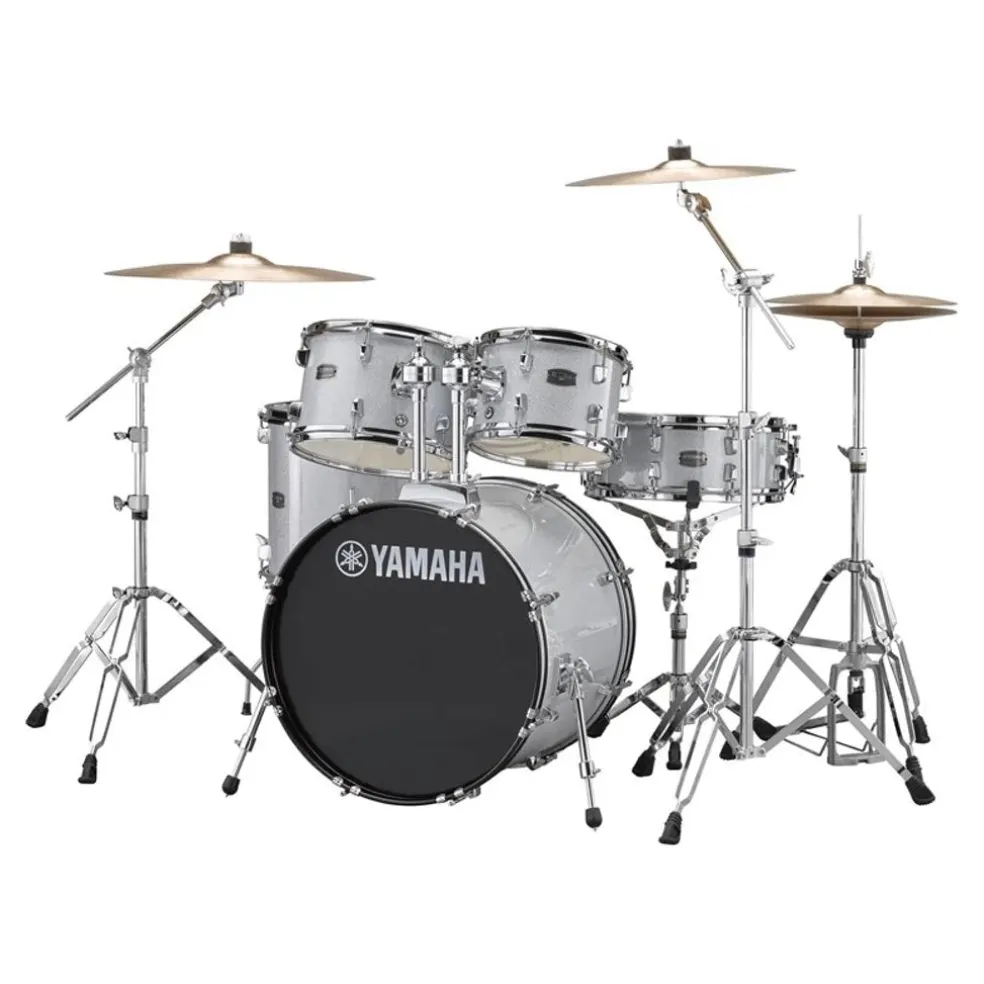Yamaha Rydeen Fusion Size 5-Piece Complete Drum Set with Hardware and Cymbals - Silver Glitter