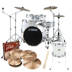 Yamaha Stage Custom Birch Euro Drum Kit Pack (Free 14" Floor Tom) with Hardware Pack & Paiste PST5 Cymbals - Pure White